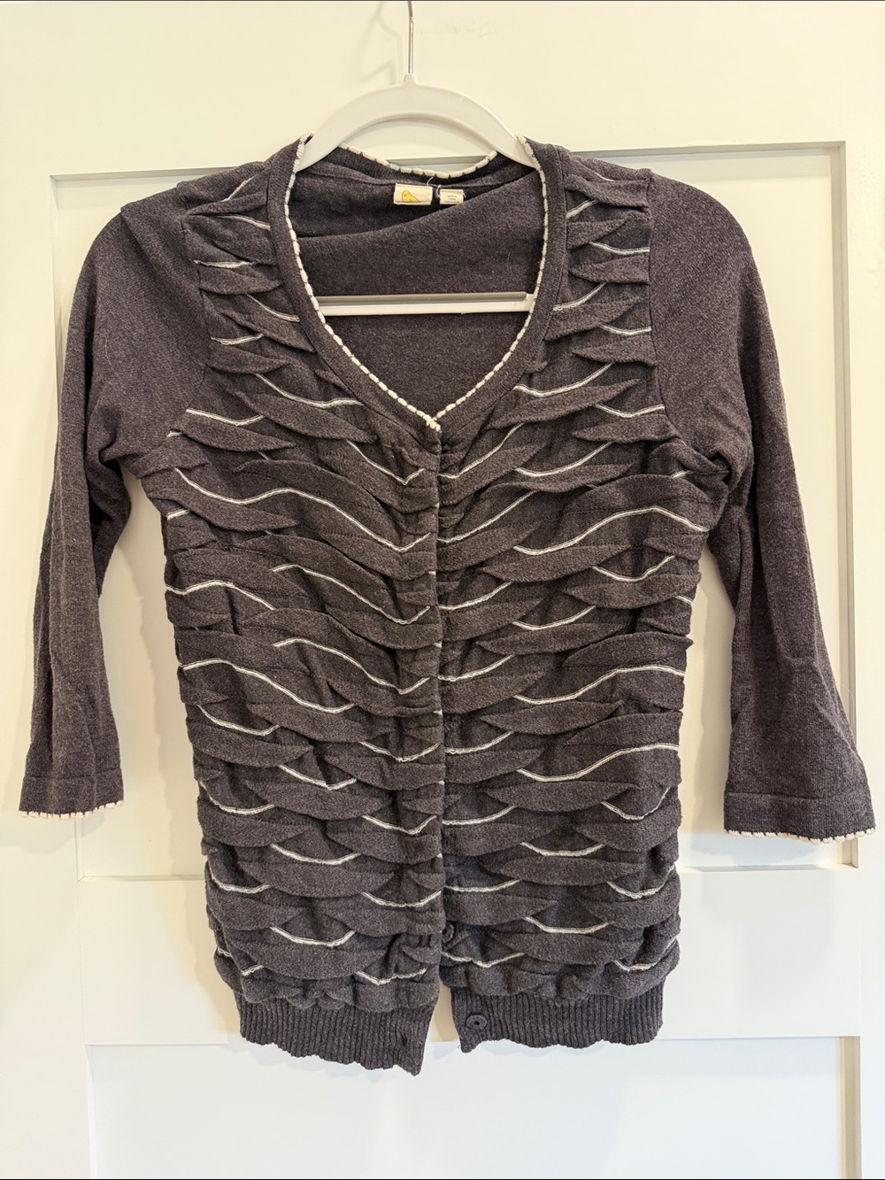 Anthropologie Layered Wave Cotton Blend Cardigan Sweater - Gray Women’s Medium